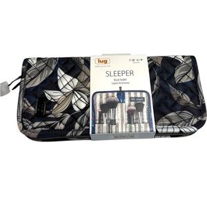 Lug Lily Black Sleeper Brush Holder Cosmetic Bag Floral Zipper Travel‎ Pouch NWT